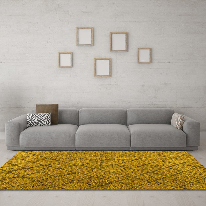 Machine Washable Abstract Yellow Modern Rug in a Living Room, wshabs4421yw