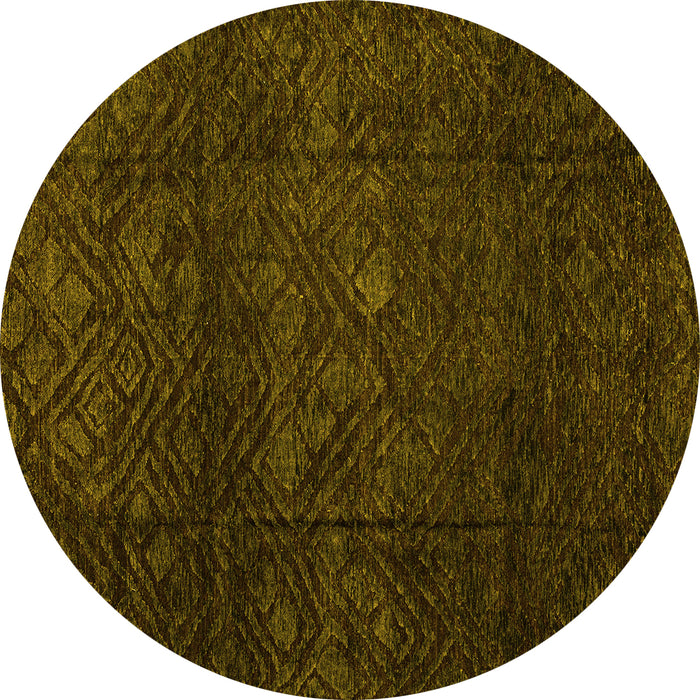 Round Abstract Yellow Modern Rug, abs4422yw