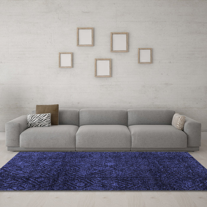 Machine Washable Abstract Blue Modern Rug in a Living Room, wshabs4422blu