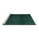 Sideview of Machine Washable Abstract Turquoise Modern Area Rugs, wshabs4422turq