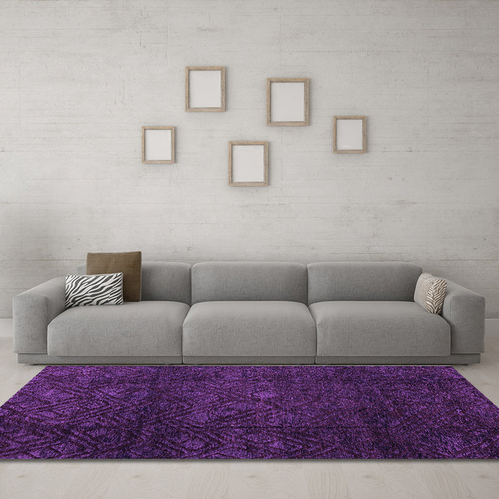 Machine Washable Abstract Purple Modern Area Rugs in a Living Room, wshabs4422pur