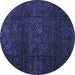 Round Abstract Blue Modern Rug, abs4422blu