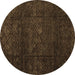 Round Abstract Brown Modern Rug, abs4422brn