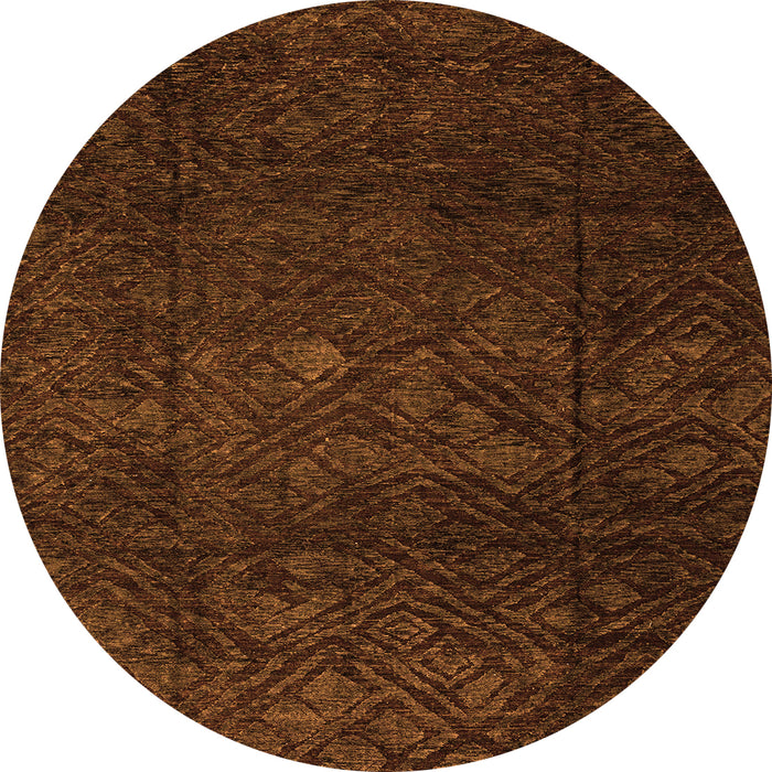 Round Machine Washable Abstract Orange Modern Area Rugs, wshabs4422org