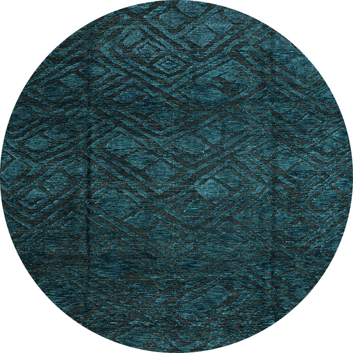 Round Abstract Light Blue Modern Rug, abs4422lblu