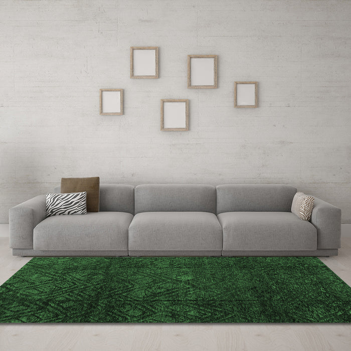 Machine Washable Abstract Emerald Green Modern Area Rugs in a Living Room,, wshabs4422emgrn
