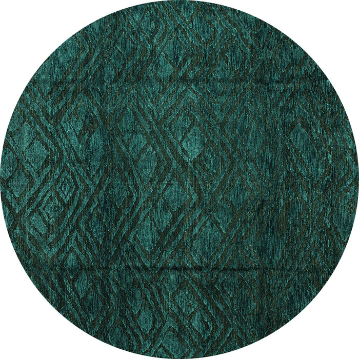 Round Machine Washable Abstract Turquoise Modern Area Rugs, wshabs4422turq