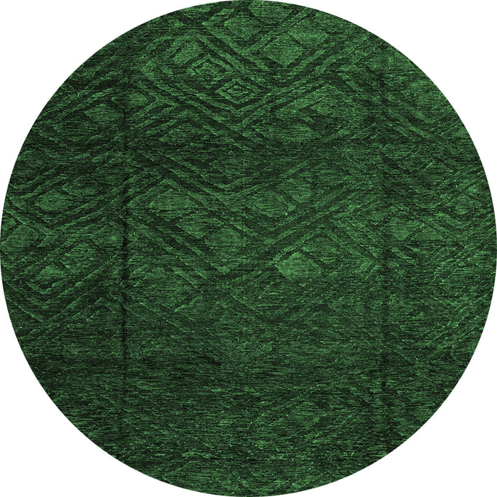 Round Abstract Emerald Green Modern Rug, abs4422emgrn
