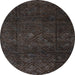 Round Abstract Gray Modern Rug, abs4422