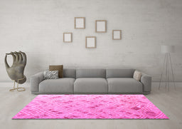 Machine Washable Abstract Pink Modern Rug in a Living Room, wshabs4423pnk
