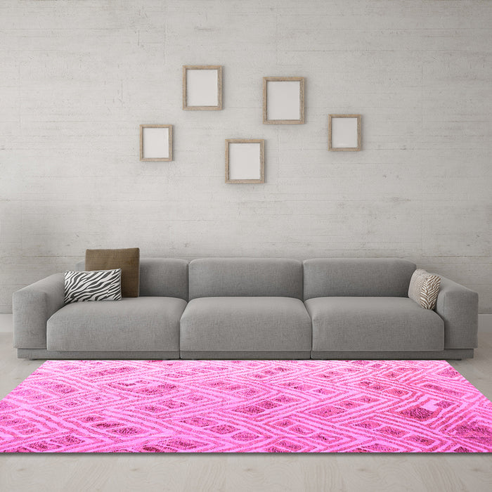 Machine Washable Abstract Pink Modern Rug in a Living Room, wshabs4423pnk