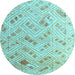 Round Abstract Light Blue Modern Rug, abs4423lblu