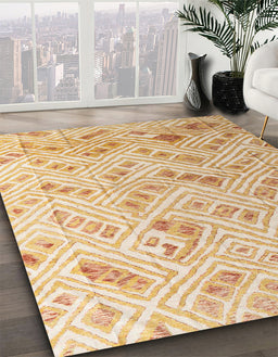 Abstract Orange Modern Rug in Family Room, abs4423