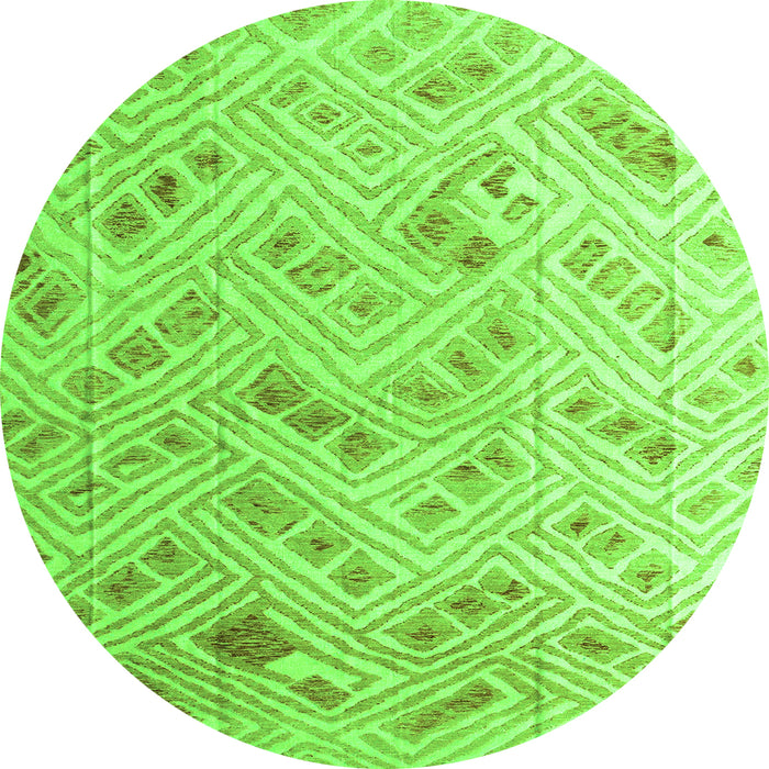Round Abstract Green Modern Rug, abs4423grn