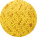 Round Abstract Yellow Modern Rug, abs4423yw