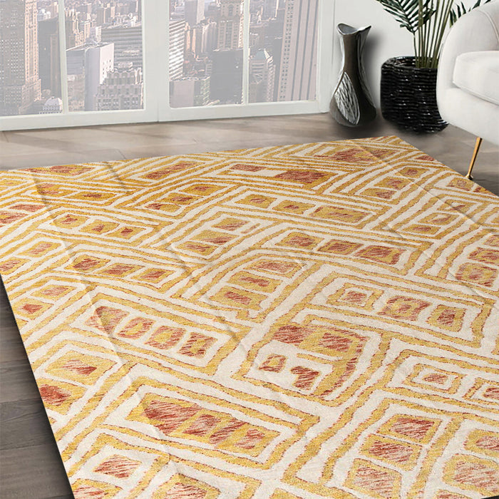 Abstract Orange Modern Rug in Family Room, abs4423