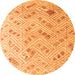 Round Machine Washable Abstract Orange Modern Area Rugs, wshabs4423org