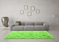 Machine Washable Abstract Green Modern Rug, wshabs4423grn