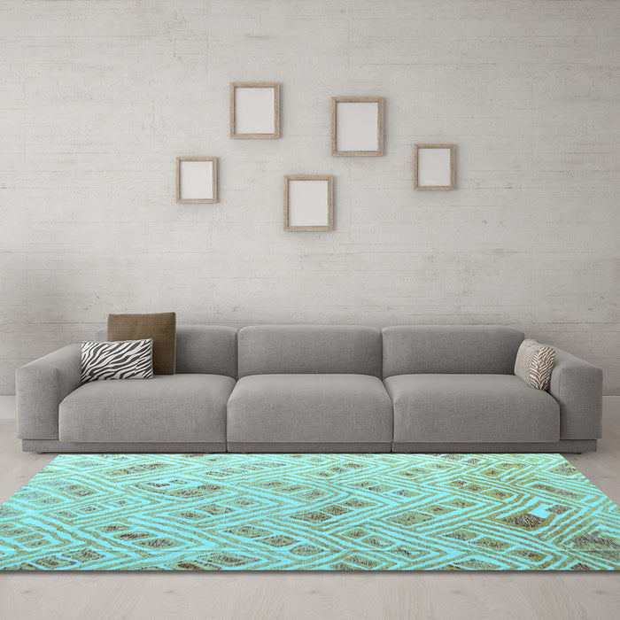 Machine Washable Abstract Light Blue Modern Rug in a Living Room, wshabs4423lblu