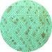 Round Abstract Turquoise Modern Rug, abs4423turq