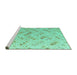 Sideview of Machine Washable Abstract Turquoise Modern Area Rugs, wshabs4423turq