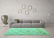 Machine Washable Abstract Turquoise Modern Area Rugs in a Living Room,, wshabs4423turq