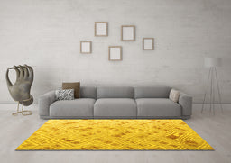 Machine Washable Abstract Yellow Modern Rug in a Living Room, wshabs4423yw