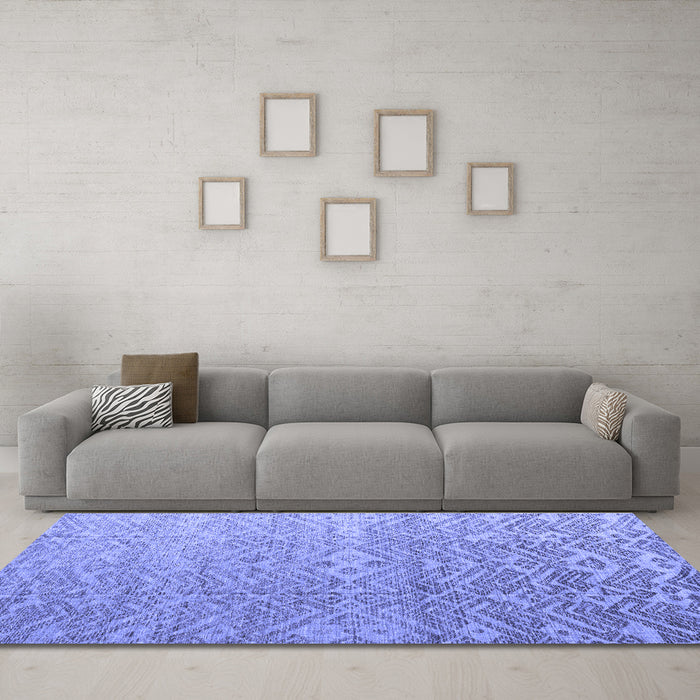 Machine Washable Abstract Blue Modern Rug in a Living Room, wshabs4424blu