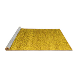 Sideview of Machine Washable Abstract Yellow Modern Rug, wshabs4424yw