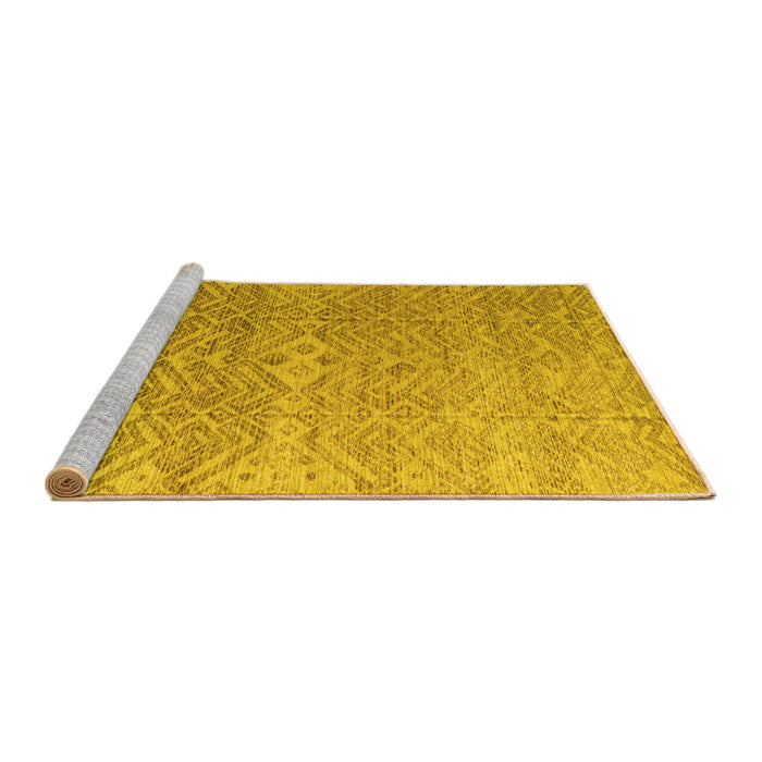 Sideview of Machine Washable Abstract Yellow Modern Rug, wshabs4424yw