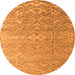 Round Machine Washable Abstract Orange Modern Area Rugs, wshabs4424org