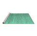 Sideview of Machine Washable Abstract Turquoise Modern Area Rugs, wshabs4424turq