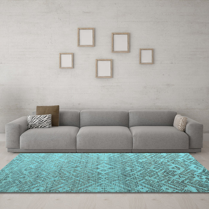 Machine Washable Abstract Light Blue Modern Rug in a Living Room, wshabs4424lblu
