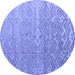 Round Machine Washable Abstract Blue Modern Rug, wshabs4424blu