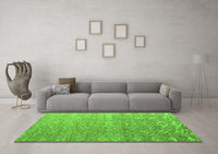 Machine Washable Abstract Green Modern Rug, wshabs4424grn