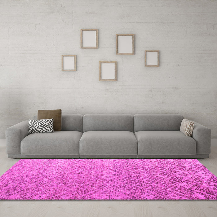 Machine Washable Abstract Pink Modern Rug in a Living Room, wshabs4424pnk