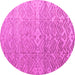 Round Machine Washable Abstract Pink Modern Rug, wshabs4424pnk