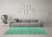 Machine Washable Abstract Turquoise Modern Area Rugs in a Living Room,, wshabs4424turq