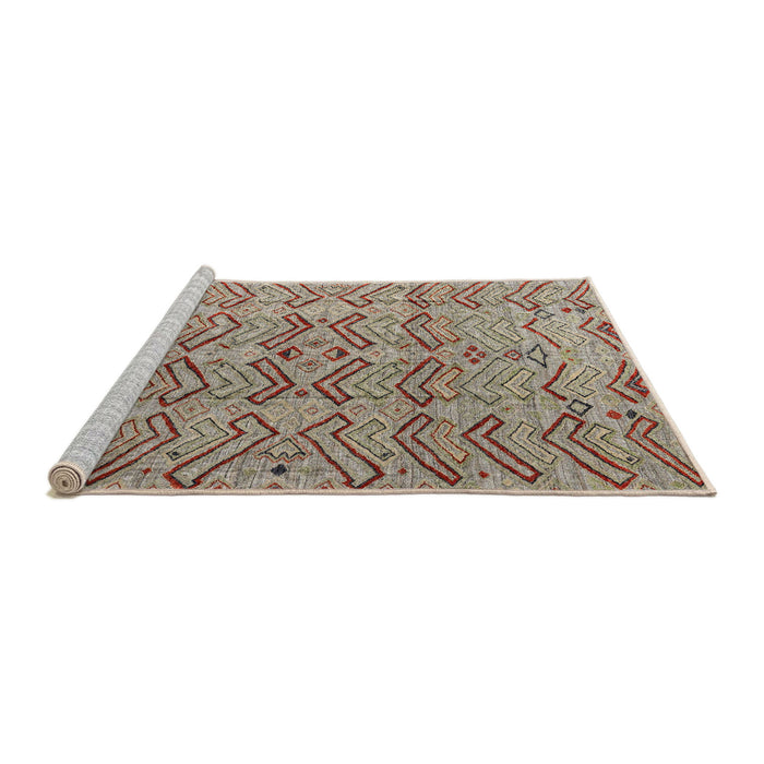 Sideview of Machine Washable Abstract Dark Gold Brown Rug, wshabs4425