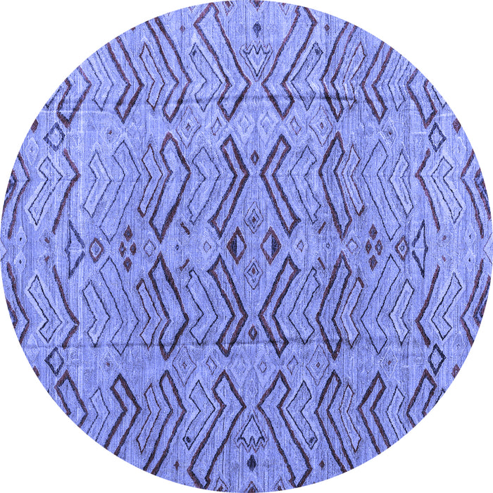 Round Abstract Blue Modern Rug, abs4425blu