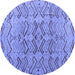 Round Abstract Blue Modern Rug, abs4425blu