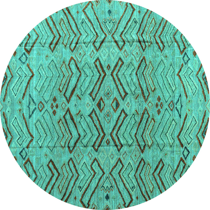 Round Abstract Turquoise Modern Rug, abs4425turq