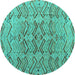 Round Abstract Turquoise Modern Rug, abs4425turq