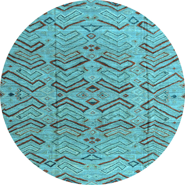 Round Abstract Light Blue Modern Rug, abs4425lblu