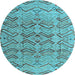 Round Abstract Light Blue Modern Rug, abs4425lblu