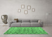 Machine Washable Abstract Emerald Green Modern Area Rugs in a Living Room,, wshabs4425emgrn