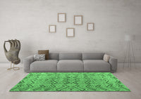 Machine Washable Abstract Emerald Green Modern Rug, wshabs4425emgrn