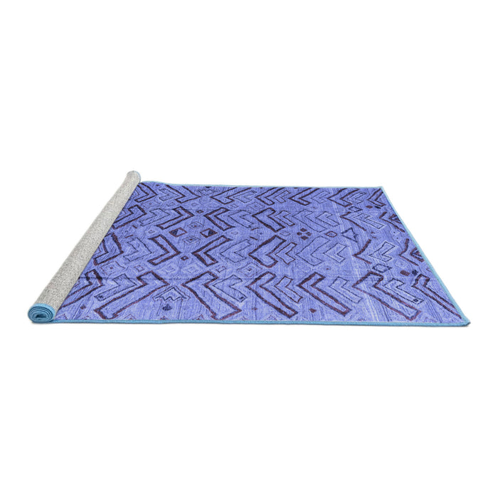 Sideview of Machine Washable Abstract Blue Modern Rug, wshabs4425blu