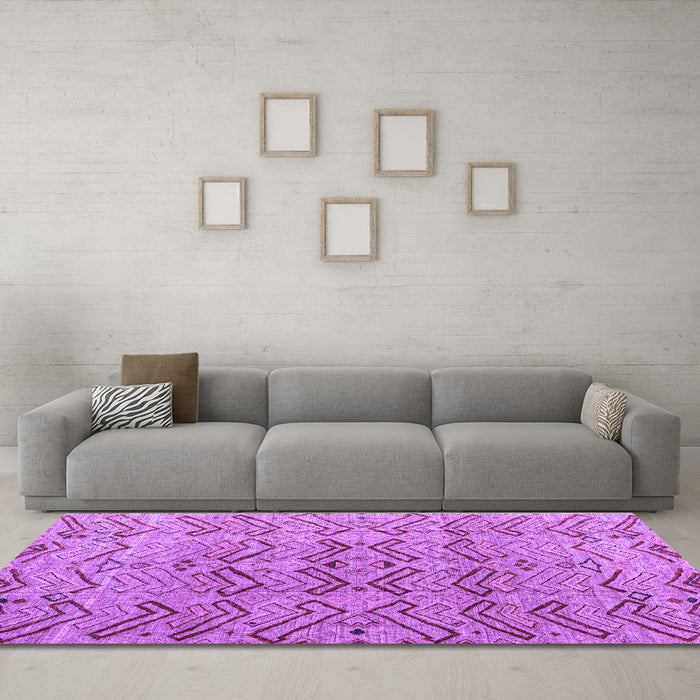 Machine Washable Abstract Purple Modern Area Rugs in a Living Room, wshabs4425pur