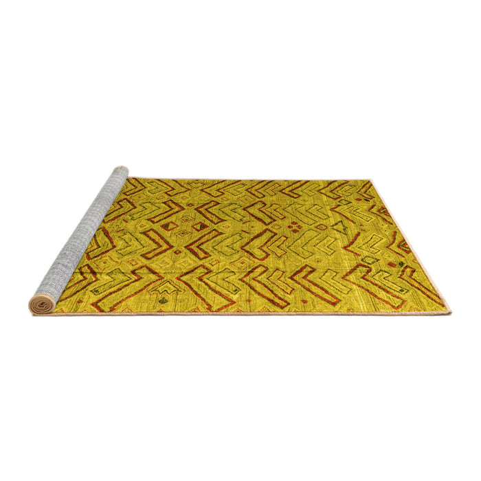 Sideview of Machine Washable Abstract Yellow Modern Rug, wshabs4425yw